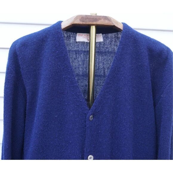 Vintage 90s The Fox Collection Navy Blue Knit Cardigan - Picture 4 of 8